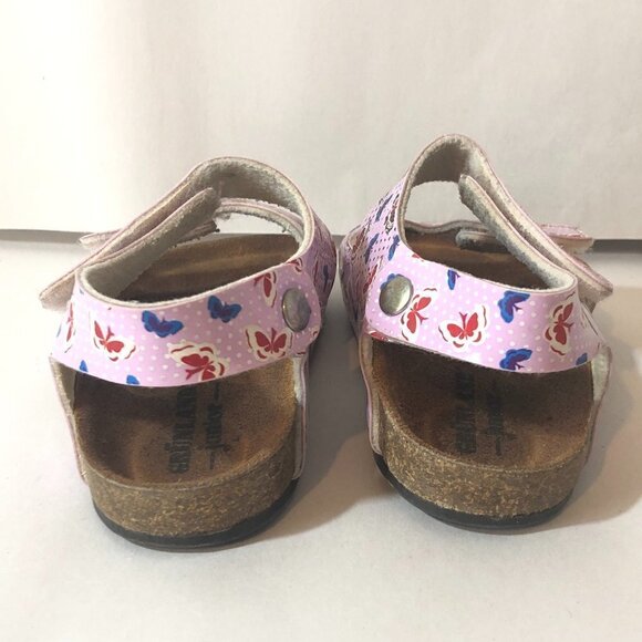 GRUNLAND JUNIOR Sandals Girls Size 7.5US/EU24 Pink Tan Butterfly Print - Picture 4 of 11